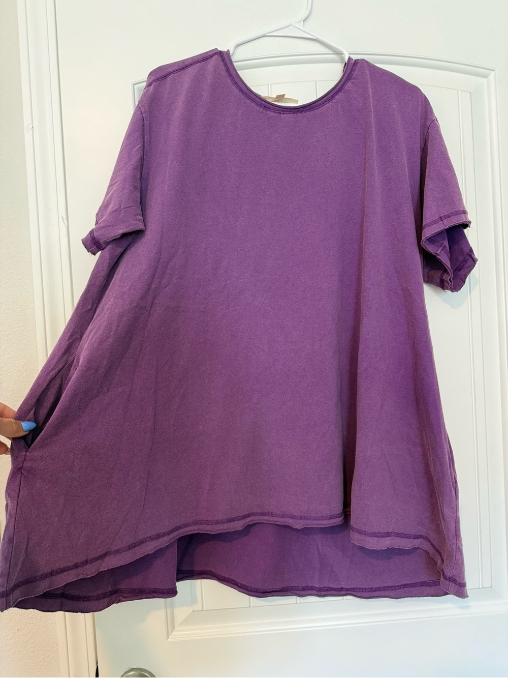 NWOT Peach Love California Purple Mineral Wash High-Low Tunic/T-Shirt Dress - Picture 3 of 3